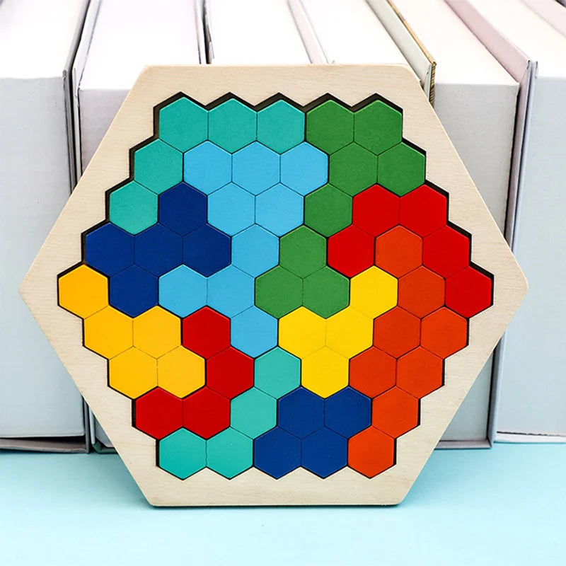 Montessori 3D Jigsaw Puzzle para crianças, brinquedos de madeira Tangram Math, bebê Hand Grasp, Shape Match, brinquedos educativos