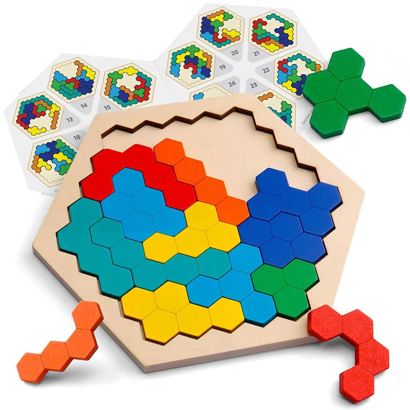 Montessori 3D Jigsaw Puzzle para crianças, brinquedos de madeira Tangram Math, bebê Hand Grasp, Shape Match, brinquedos educativos