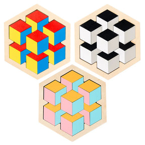 Montessori 3D Jigsaw Puzzle para crianças, brinquedos de madeira Tangram Math, bebê Hand Grasp, Shape Match, brinquedos educativos