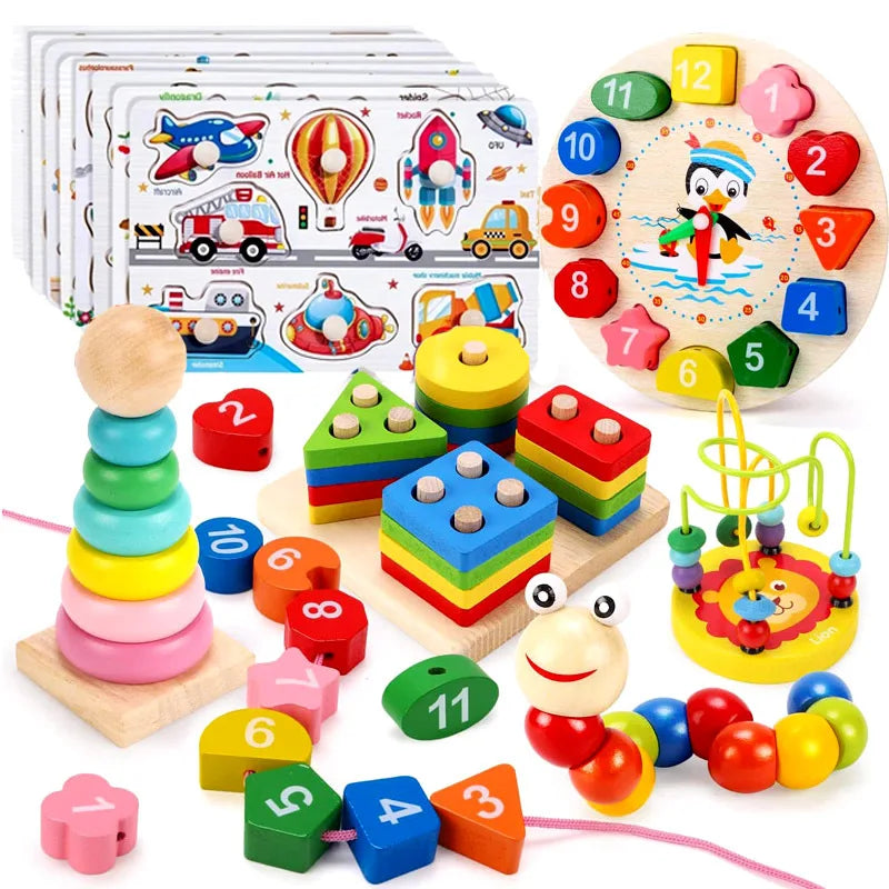 Montessori brinquedos de madeira quebra-cabeça de madeira jogo crianças brinquedos pré-escolar aprendizagem precoce brinquedos educativos para crianças 3-6 anos