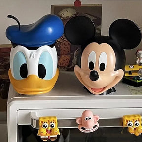 Mickey mouse figura de ação modelo cofrinho anime criança brinquedos pato donald dos desenhos animados boneca poupança pote mudança jar decoração