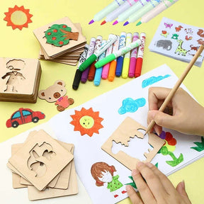 Brinquedos Montessori para Crianças, Estênceis De Madeira, Molde de Pintura DIY, Brinquedos Educativos Para Crianças, Presentes Engraçados Para Aprender, 32 PCs, 20PCs