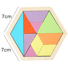 Montessori 3D Jigsaw Puzzle para crianças, brinquedos de madeira Tangram Math, bebê Hand Grasp, Shape Match, brinquedos educativos