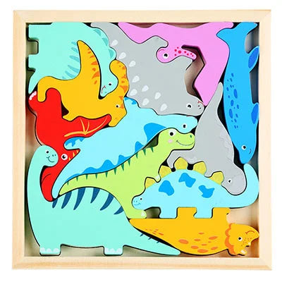 Montessori 3D Jigsaw Puzzle para crianças, brinquedos de madeira Tangram Math, bebê Hand Grasp, Shape Match, brinquedos educativos