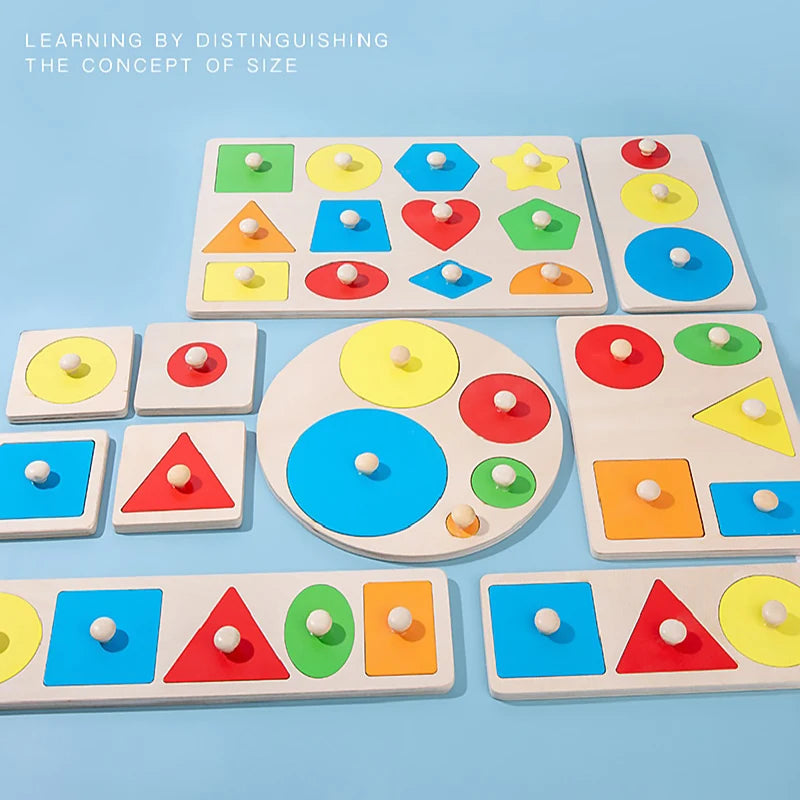 Montessori Colorido Geometria Grasping Board, Brinquedos De Madeira, Pegged, Forma De Classificação, Brinquedos para Bebê, Educational Kids Gifts