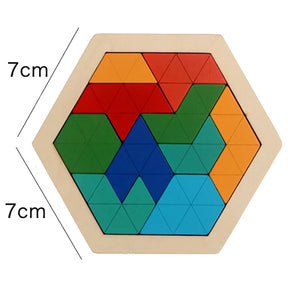 Montessori 3D Jigsaw Puzzle para crianças, brinquedos de madeira Tangram Math, bebê Hand Grasp, Shape Match, brinquedos educativos