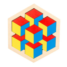 Montessori 3D Jigsaw Puzzle para crianças, brinquedos de madeira Tangram Math, bebê Hand Grasp, Shape Match, brinquedos educativos