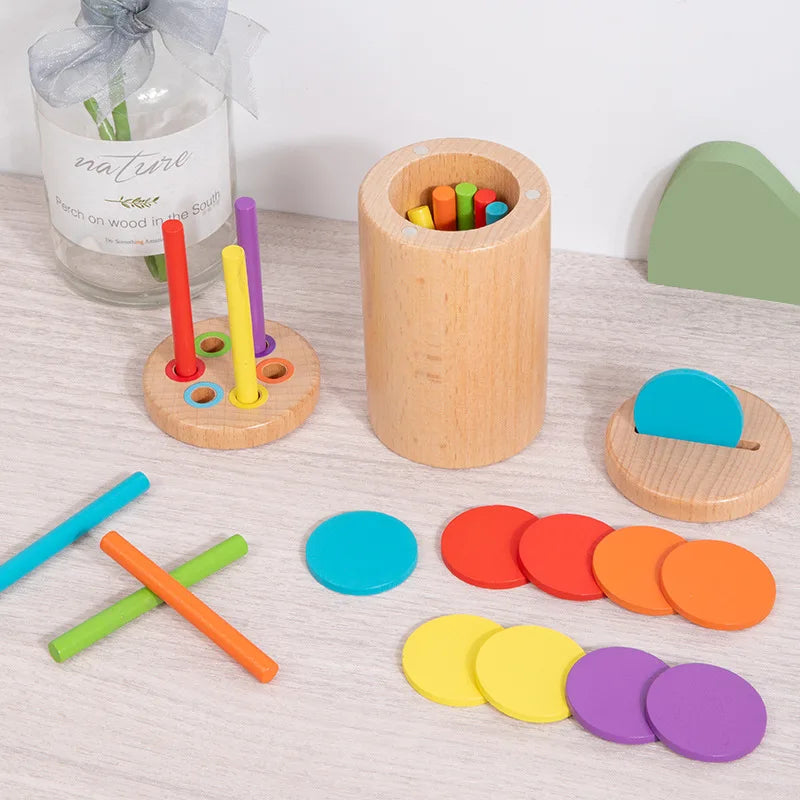 Montessori aprendizagem de madeira brinquedos de classificação de cores para crianças motor fino sensorial desenvolvimento jogos de correspondência brinquedos de tabuleiro ocupados