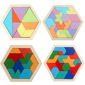 Montessori 3D Jigsaw Puzzle para crianças, brinquedos de madeira Tangram Math, bebê Hand Grasp, Shape Match, brinquedos educativos