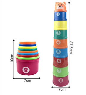 Empilhamento copo brinquedos para o bebê, brinquedo educativo precoce, brinquedo banho, melhor presente Montessori para meninos e meninas, 6 meses +