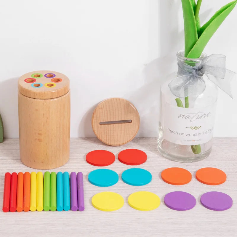 Montessori aprendizagem de madeira brinquedos de classificação de cores para crianças motor fino sensorial desenvolvimento jogos de correspondência brinquedos de tabuleiro ocupados