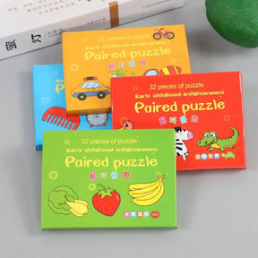 Cartão de iluminação infantil, Cartoon Pattern Matching Puzzle, brinquedos cognitivos para meninos e meninas, 32 peças