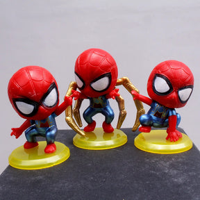 Marvel Anime Spider-Man PVC Solid Q Versão Boneca, Bolo de Aniversário, Baking Decorações, Pingente de Brinquedo, Presente Infantil, Brinquedos Quentes, Conjunto de 8 Peças