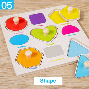 Montessori quebra-cabeças de madeira dos desenhos animados animal frutas mão grab board cognição quebra-cabeça jogo aprendizagem brinquedos educativos para crianças