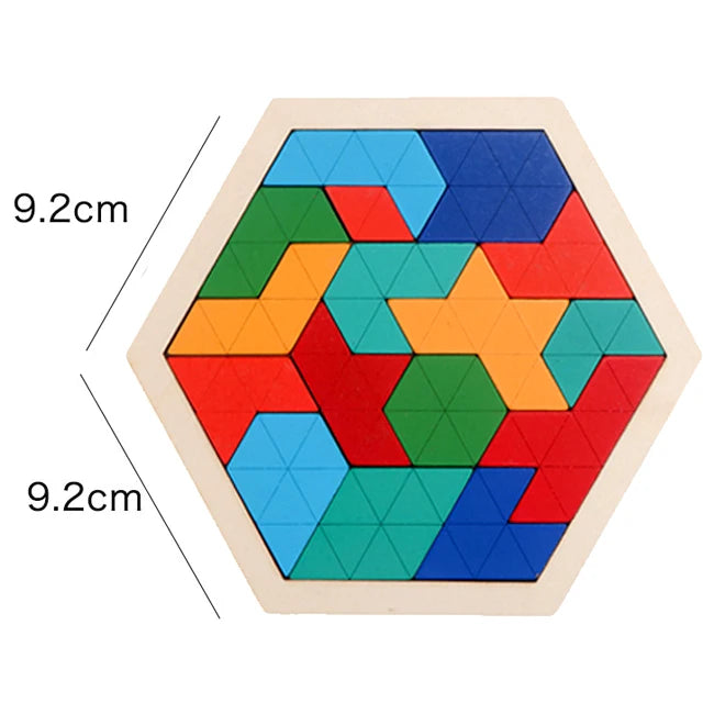 Montessori 3D Jigsaw Puzzle para crianças, brinquedos de madeira Tangram Math, bebê Hand Grasp, Shape Match, brinquedos educativos